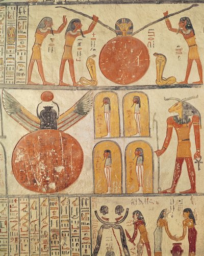 Detail from the Book of the Earth, from the burial chamber of the Tomb of Ramesses VI, New Kingdom by Egyptian 20th Dynasty