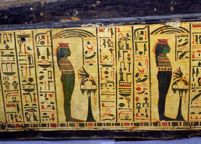 Detail of the outer coffin base of the mummy of Nesyamun, possibly found at Deir El-Bahri, New Kingdom, c.1100 BC by Egyptian 20th Dynasty
