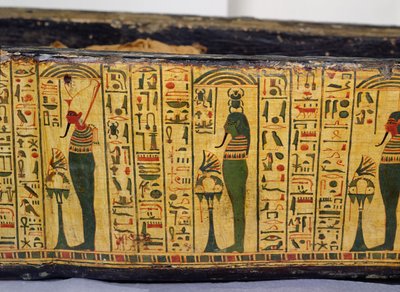 Detail of the outer coffin base of the mummy of Nesyamun, possibly found at Deir El-Bahri, New Kingdom, c.1100 BC by Egyptian 20th Dynasty