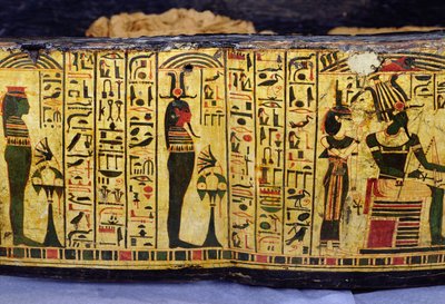 Detail of the outer coffin base of the mummy of Nesyamun, possibly found at Deir El-Bahri, New Kingdom, c.1100 BC by Egyptian 20th Dynasty