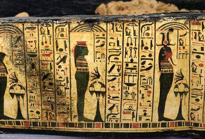 Detail of the outer coffin base of the mummy of Nesyamun, possibly found at Deir El-Bahri, New Kingdom, c.1100 BC by Egyptian 20th Dynasty