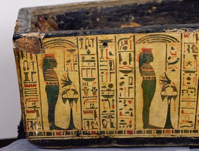 Detail of the outer coffin base of the mummy of Nesyamun, possibly found at Deir El-Bahri, New Kingdom, c.1100 BC by Egyptian 20th Dynasty