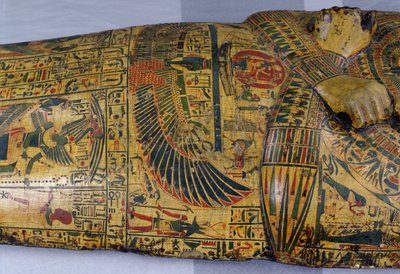Detail of the outer coffin lid of the mummy of Nesyamun, possibly found at Deir El-Bahri, New Kingdom, c.1100 BC by Egyptian 20th Dynasty