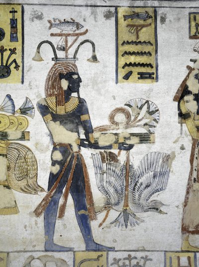 Tomb of Ramses III, Mural Painting of Ritual Offerings by Egyptian 20th Dynasty