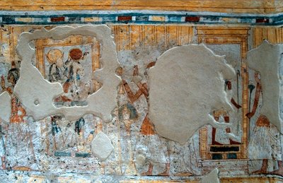 Egyptian Antiquity: Representation of Shuroy and His Wife Worshipping the God Thot and the Goddess Ra by Egyptian 20th Dynasty