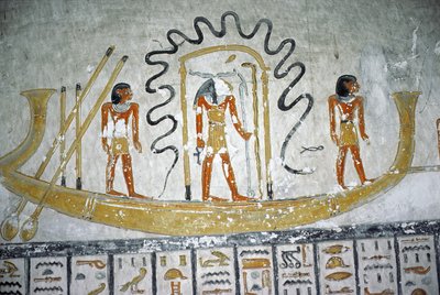 Re in the Night Boat, from the Tomb of Ramesses VI, New Kingdom (c.1145-1137 BC) by Egyptian 20th Dynasty
