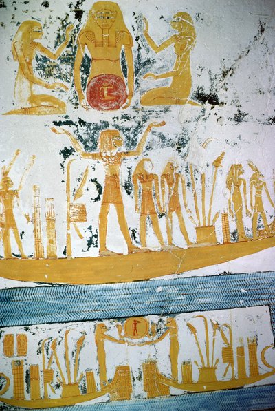 Re in the Night Boat, from the Tomb of Ramesses VI, New Kingdom (c.1145-1137 BC) by Egyptian 20th Dynasty