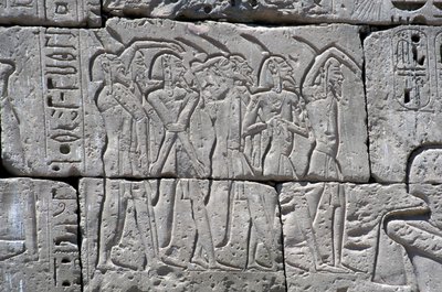 Relief Depicting Northern Prisoners at the Battle of Ramses III, Great Temple of Medinet by Egyptian 20th Dynasty