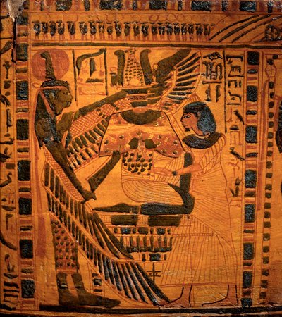 The Defunct Greeted by the Divine Maat (detail of the sarcophagus of the scribe Butehamon) by Egyptian 21st Dynasty
