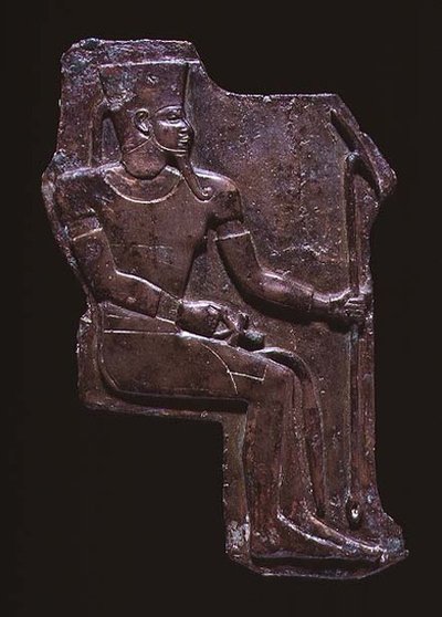 Relief plaque of the God Amun, from the Temple of Isis at Saqqara, Late Period, c.760-656 BC by Egyptian 25th Dynasty