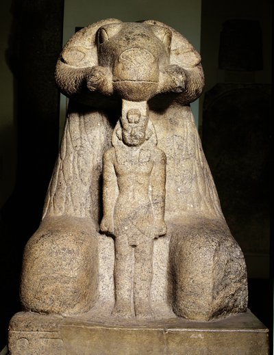 Statue of Amun in the Form of a Ram Protecting King Taharqa, 690-664 BC by Egyptian 25th Dynasty