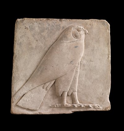 Plaque depicting a falcon, probably the god Horus, 26th Dynasty or Saite period, 664-525 BC or later limestone by Egyptian 26th Dynasty