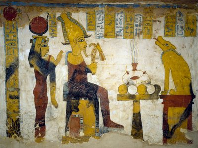 Wall paintings from burial chamber of Tomb of Pa Nentwy, Bahariya Oasis, Giza, Egypt. Egyptian Civilisation, 26th Dynasty, 663-525 BC by Egyptian 26th Dynasty