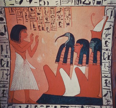 Tomb Painting Depicting the Departed Before Osiris, Isis, and Thoth by Egyptian 2nd Dynasty