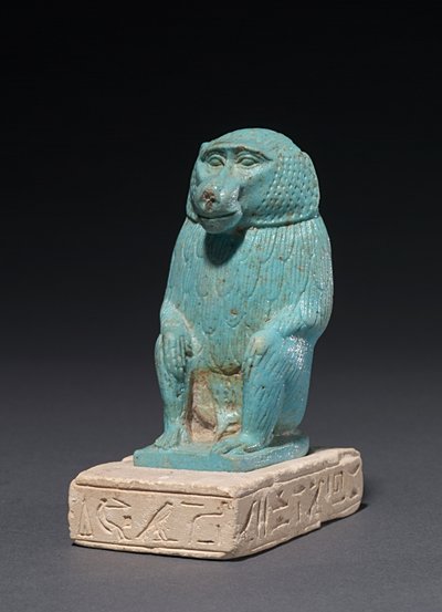 Baboon on a Limestone Base, 380-30 BC by Egyptian 30th Dynasty