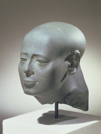 Head of Wesirwer, Prophet of Montu, from the Cachette in the Precinct of Amun, Karnak, Late Period by Egyptian 30th Dynasty