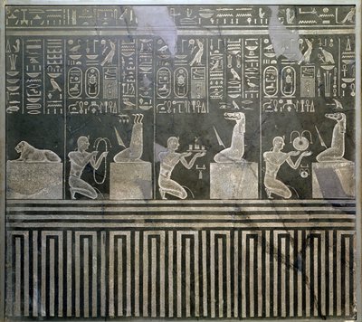 Relief depicting the Pharaoh Nectanebo giving offerings to gods, Late Period by Egyptian 30th Dynasty