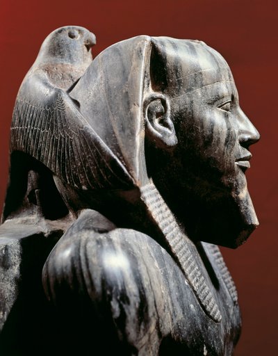 Diorite statue of pharaoh Khafre (Chephren), from Giza by Egyptian 4th Dynasty