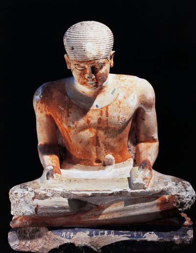 Seated Scribe, from Giza Egypt 2575 BC, dynasty IV by Egyptian 4th Dynasty