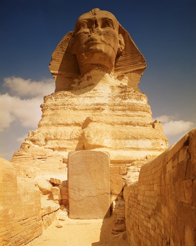 The Sphinx, dating from the reign of King Chephren, Old Kingdom and the Dream Stele of Tuthmosis IV by Egyptian 4th Dynasty