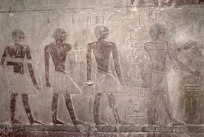 Craftsmen from the South wall of the Mastaba Chapel of Ti, Old Kingdom by Egyptian 5th Dynasty