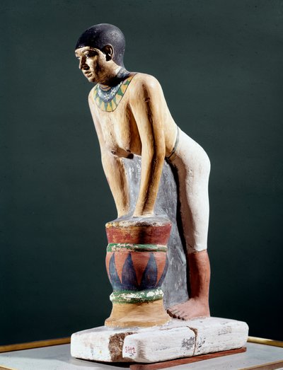 Egyptian antiquity: Egyptian woman filtering barley bread to make beer. Figurine. 5th dynasty. 2400 BC. National Archaeological Museum, Florence by Egyptian 5th Dynasty