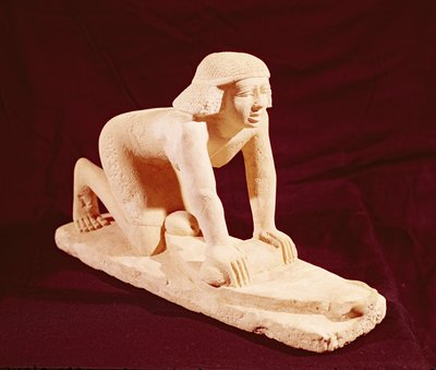 Model of a servant grinding grain, Old Kingdom, from Saqqara by Egyptian 5th Dynasty