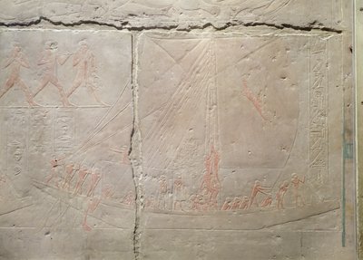 Relief Depicting a Boat Journey, from the Mastaba of Akhethotep by Egyptian 5th Dynasty