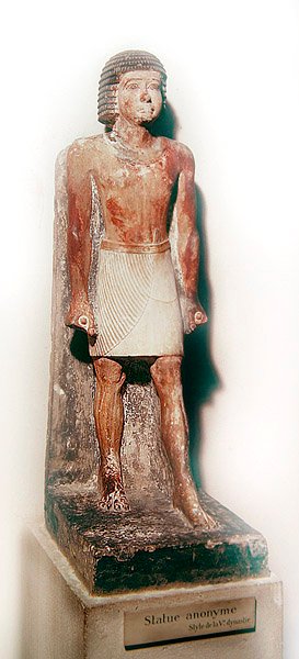 Statue of a Standing Man with a White Shenti by Egyptian 5th Dynasty