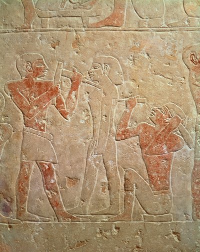 Relief depicting two sculptors carving a statue, from the mastaba of Kaemrehu, Saqqara, Old Kingdom by Egyptian 6th Dynasty