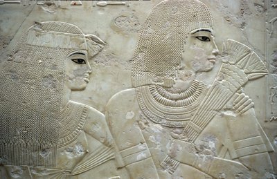Ancient Egypt, Painting/Carving, Ramose and His Wife, Governor of Thebes, Valley of the Nobles, Tomb of Ramose by Egyptian Egyptian