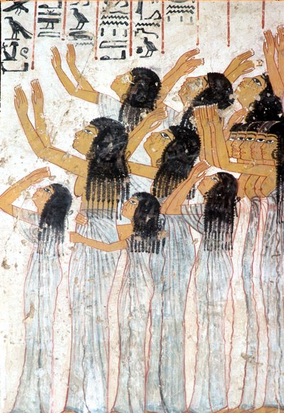Ancient Egypt, Painting, Fresco, Wailing Women in the Funeral Procession, Tomb of Ramose, Thebes by Egyptian Egyptian