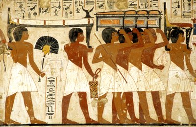 Ancient Egypt, Painting, Funeral Procession, Tomb of Ramose, Men Carrying Treasure, Thebes, Valley of the Nobles by Egyptian Egyptian