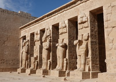Sculptures of the deities, Horus temple, Edfu by Egyptian Egyptian