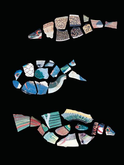 Three Mosaic Fragmentary Fish Inlays, Ptolemaic-Roman Period, c.1st Century BC - 1st Century AD by Egyptian Egyptian