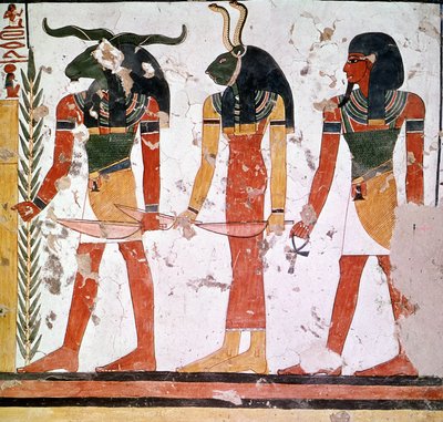Tomb of Nefertari with the Khnum and Sekeuti Gods by Egyptian Egyptian