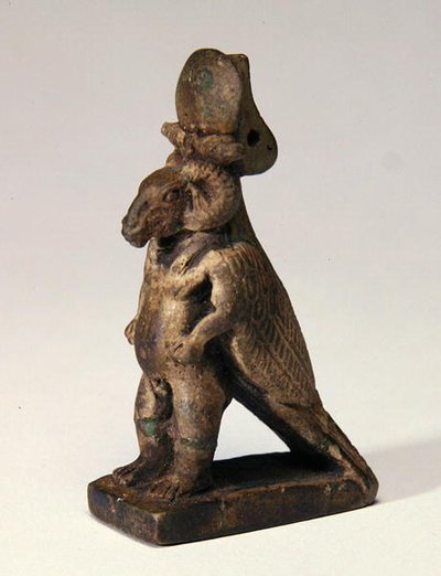 Composite god with ram head, dwarf body and falcon back by Egyptian Ptolemaic Period