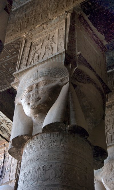 Egyptian Antiquity: Capital of Columns Decorated with the Representation of the Goddess Hathor. Temple of Hathor, Denderah, Egypt by Egyptian Ptolemaic Period