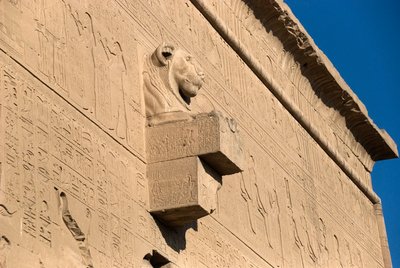 Egyptian antiquity: lion-head gargoyle, temple of Hathor, Denderah, Egypt by Egyptian Ptolemaic Period