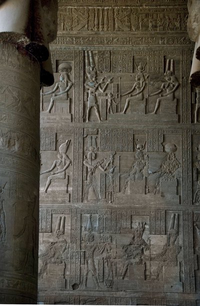 Reliefs Inside the Hypostyle Room of the Temple Dedicated to Hathor by Egyptian Ptolemaic Period
