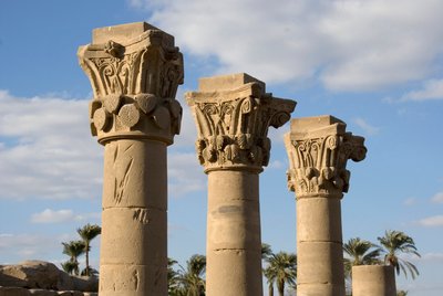 View of the Columns of the Kiosk in Front of the Entrance of the Temple Dedicated to the Goddess Hathor by Egyptian Ptolemaic Period