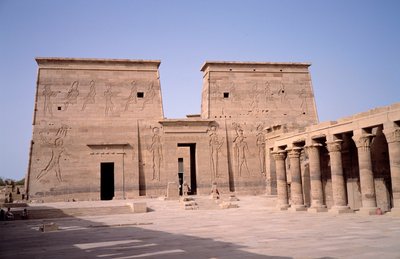 Egyptian Antiquity: View of the Entrance to the Temple of Edfu Dedicated to the Divinity Horus by Egyptian Ptolemaic Period