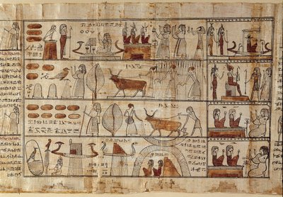 Ancient Egypt: the Elysian fields. Painting on papyrus from the Book of the Dead. Ptolemaic Period. Egyptian museum, Turin by Egyptian Ptolemaic Period