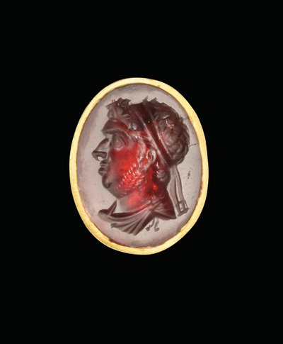 Hellenistic intaglio ring with royal portrait of a Ptolemaic ruler, probably Ptolemy IX, Soter II, late 2nd - early 1st century BC by Egyptian Ptolemaic Period