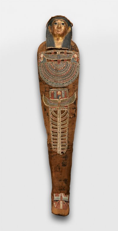 Mummy of Nesmin with Plant Wreath, Mummy Mask and Other Cartonnage Elements by Egyptian Ptolemaic Period