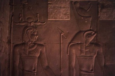 Relief depicting Ptolemy XII and Horus by Egyptian Ptolemaic Period
