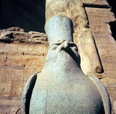 Statue of Horus in the Court of Offerings of the Temple of Horus (detail) by Egyptian Ptolemaic Period