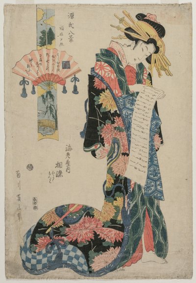 The Courtesan Aizome of the Ebiya from the Series Eight Views of the Tale of Genji by Kikugawa Eizan