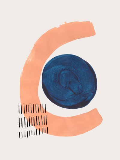 Curved Peach Blue Abstract by Ejaaz Haniff