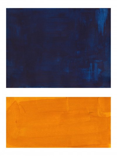 Indigo Orange Abstract Blocks by Ejaaz Haniff